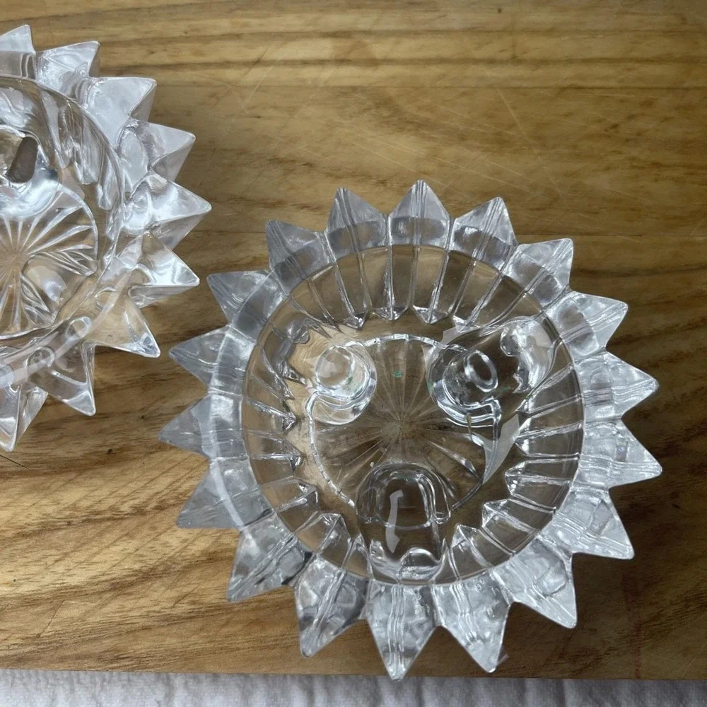 VTG Fostoria Lead Crystal Taper Candle Holders Set Candlestick 3